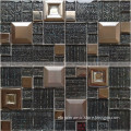China supplier Foshan living room Black color Glass and Stainless mosaic wall tiles prices in jeddah WM16